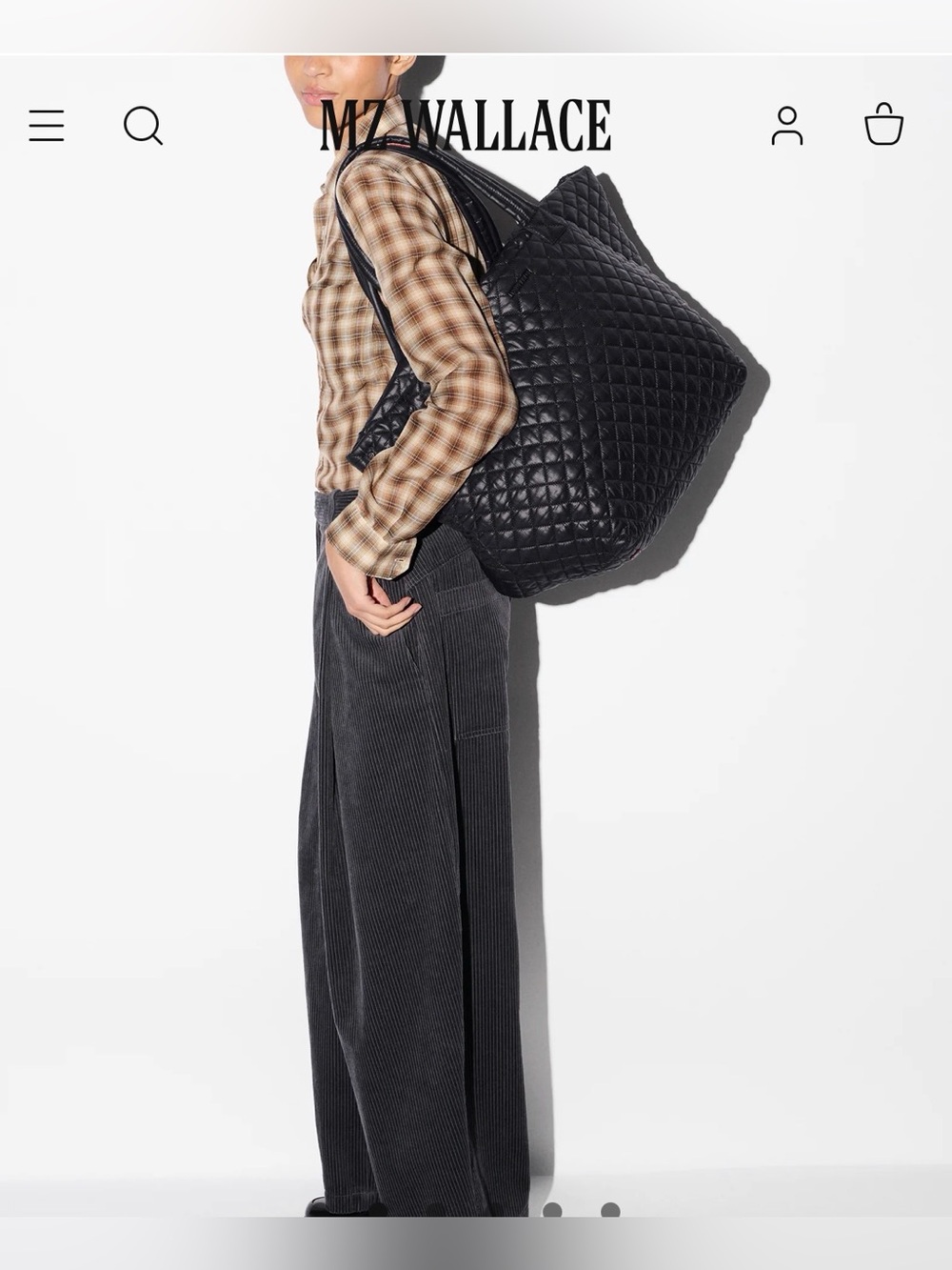 MZ WALLACE Large Metro Deluxe Travel Black Quilted Tote